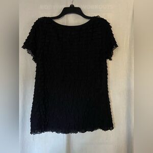Short sleeve black shirt with ruffles size large